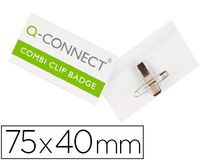 BADGE Q-CONNECT PVC RIGIDE PI NGLE DIMENSIONS 40X75MM COLORIS TRANSPARENT BOTE 100U