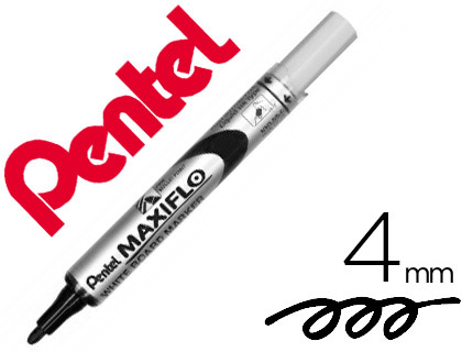 MARQUEUR PENTEL MAXIFLO EFFAABLE TABLEAU BLANC POINTE CONIQUE TRAC 1,6MM CRITURE 1000M CORPS PLASTIQUE RECYCL NOIR