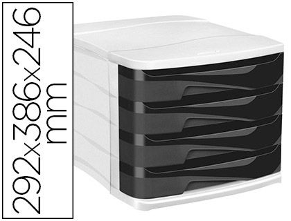 MODULE CLASSEMENT CEP 4 TIROIRS LARGES POLYSTYRNE ANTICHOC 292X386X246MM 450F/TIROIR COLORIS NOIR
