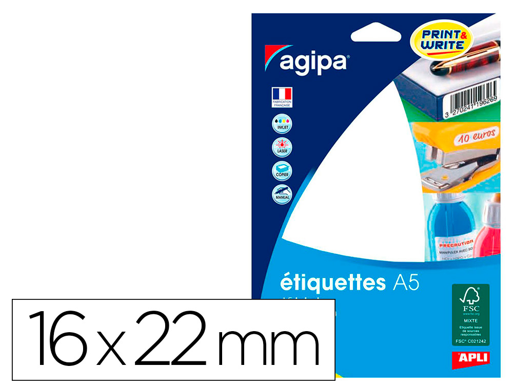 Étiquettes adhésives blanches 105 x 57 mm AGIPA 119013 Lot de 1000