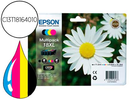 CARTOUCHE EPSON T1816 JET D'ENCRE C13T18164010 PACK 4 ENCRES