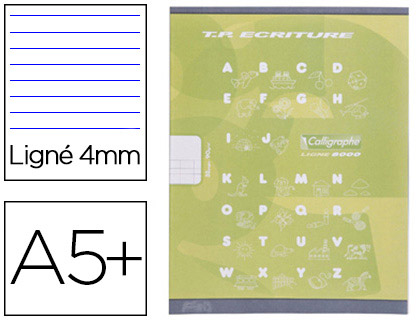 CAHIER CLAIREFONTAINE MATERNELLE COUVERTURE CARTE OFFSET 17X22CM 32 PAGES 16 DOUBLE LIGNE 4MM/16 UNIES 90G VERT