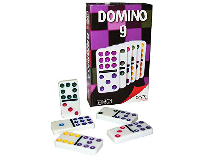 JEU DOMINOS EN PLASTIQUE GRAND FORMAT 2.5X5CM COMPOS DE 55 PICES 9 POINTS 9 COLORIS 1/11 JOUES