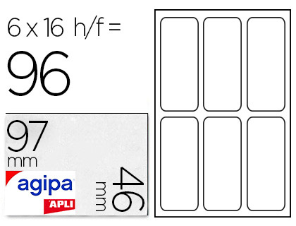 TIQUETTE ADHSIVE APLI AGIPA MULTI-USAGE 97X46MM LASER JET D'ENCRE FORMATS PARAMTRS TUI A5 96 UNITS