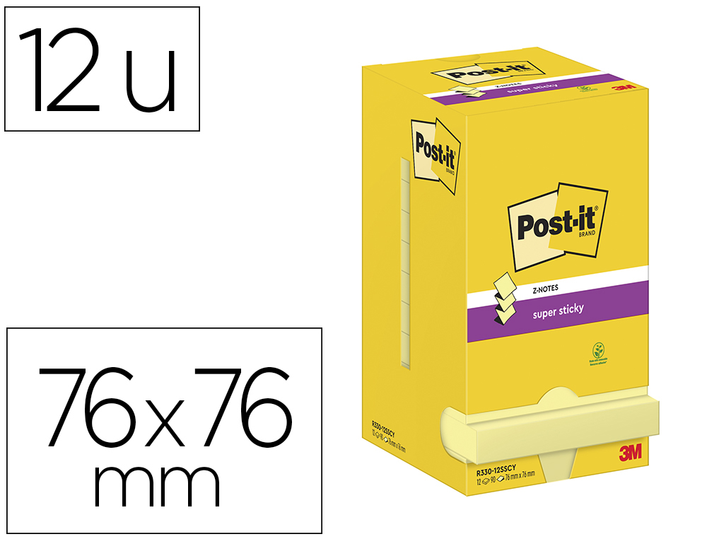 BLOC-NOTES POST-IT RECHARGE Z-NOTES 76X76MM 90F SUPER Z-NOTES REPOSITIONNABLES