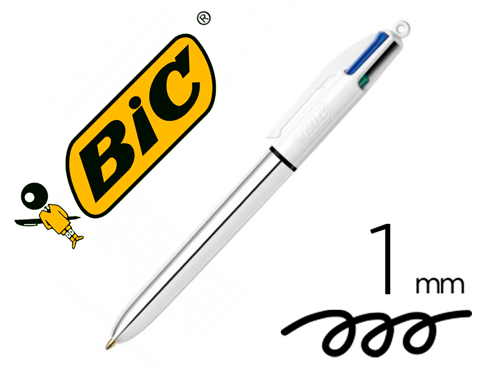 STYLO-BILLE BIC 4 COULEURS GRIP PRO POINTE MOYENNE ENCRE CLASSIQUE RTRACTABLE RECHARGEABLE 4 COULEURS SHINE