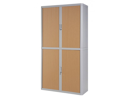 ARMOIRE PAPERFLOW EASYOFFICE 4 TABLETTES CHARGE 75KG STRUCTURE GRISE RIDEAUX 204X110X41,5CM COLORIS GRIS/HTRE