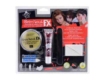 MAQUILLAGE  L'EAU OZ INTERNATIONAL GRIM'TOUT FX EFFETS SPCIAUX KIT FAUX SANG + CIRE + SPATULE + 1 PONGE