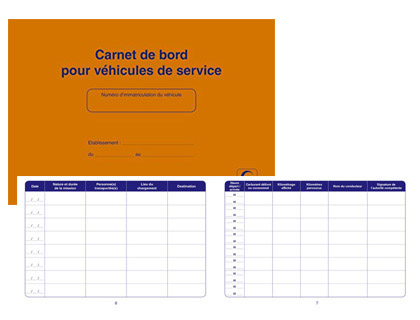 CARNET DE BORD ELVE VHICULES DE SERVICE 15X21,5CM 2 PARTIES 64 PAGES FOLIOTES RECTO/VERSO 400 TRAJETS