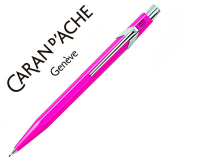 PORTE-MINE CARAN D'ACHE 844 CLASSIC LINE ALUMINIUM MINE 0.7MM BOUTON POUSSOIR RSERVOIR MINES GOMME CORPS FUCHSIA