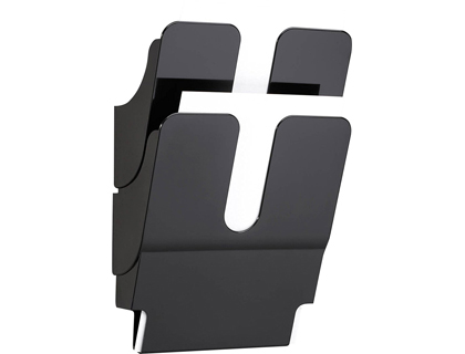 CORBEILLE MURALE DURABLE FLEXIPLUS 2 CASES A4 PORTRAIT OUVERTURE EN V KIT FIXATION 360X247X100MM COLORIS NOIR