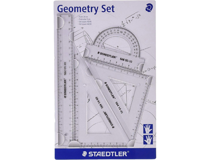 SET DE GOMETRIE STAEDTLER MARS 569 GAUCHERS ET DROITIERS AVEC RGLE 20CM RAPPORTEUR QUERRES 60 ET 45 DEGRS