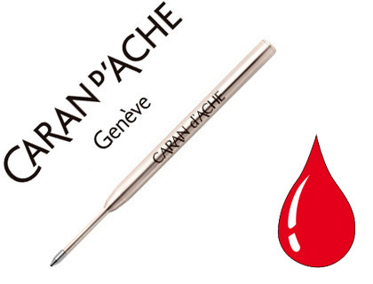 RECHARGE CARAN D'ACHE STYLO-BILLE CARTOUCHE GOLIATH ACIER INOXYDABLE DURE 8000M BILLE TOURNANTE MINE FINE COULEUR ROUGE