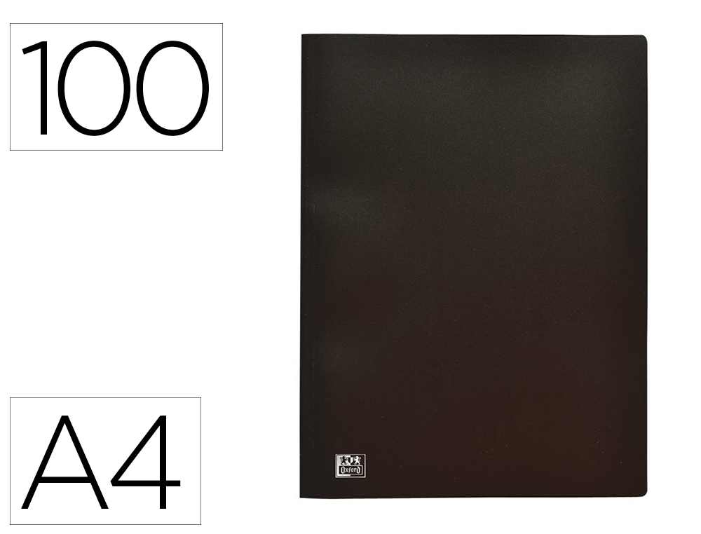 PROTGE-DOCUMENTS OXFORD STAND UP A4 COUVERTURE POLYPROPYLNE ULTRA RIGIDE 100 POCHETTES FIXES 200 VUES COLORIS NOIR