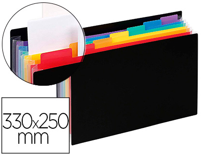 TRIEUR VIQUEL RAINBOW CLASS POLYPROPYLENE 7/10E 245X320MM A SOUFFLET 6 POSITIONS        ONGLETS NOIR INTERIEUR