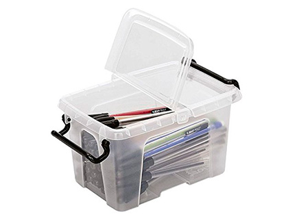 BOITE RANGEMENT CEP POLYPROPYLENE COUVERCLE       PAPILLON CLIPSE 2 POIGNEES    20,5X13,6X11,6CM COLORIS