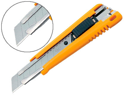 CUTTER OLFA XL CO CORPS ABS LAME ACIER 18MM BLOCAGE PAR BOUTON POUSSOIR GUIDE LAME LONGUEUR 160MM