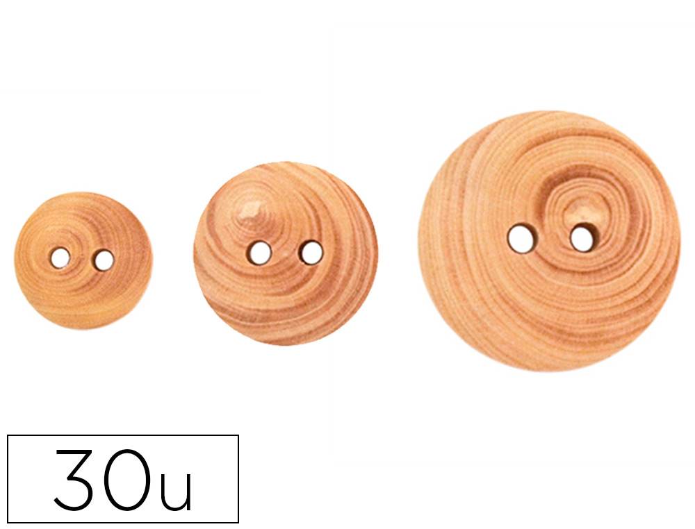 BOUTON EN BOIS FONTORPIN A DECORER MIX 3 DIAMETRES 12MM  18MM 22MM COULEURS ASSORTIES  30 UNITES