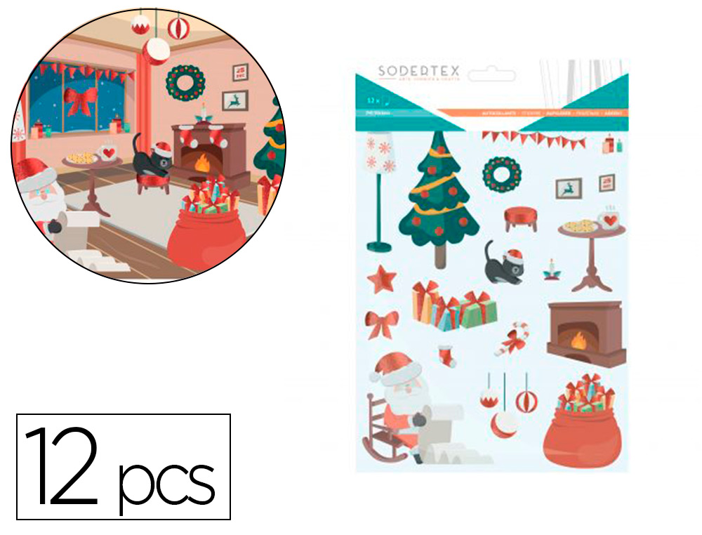 GOMMETTES PAPIER SODERTEX NOEL EN PAILLETTES AVEC       SCENES TELECHARGEABLES        170X220MM MAXI 240 PCS 12