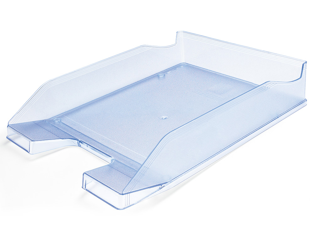 CORBEILLE  COURRIER Q-CONNECTPOLYPROPYLNE DOCUMENTS A4+ 240X320MM EMPILABLE 350X255X65MM COLORIS BLEU CIEL TRANSPARENT